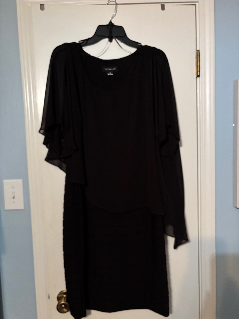 Scarlett Black Sheer-Trim Scoop Neck Dress